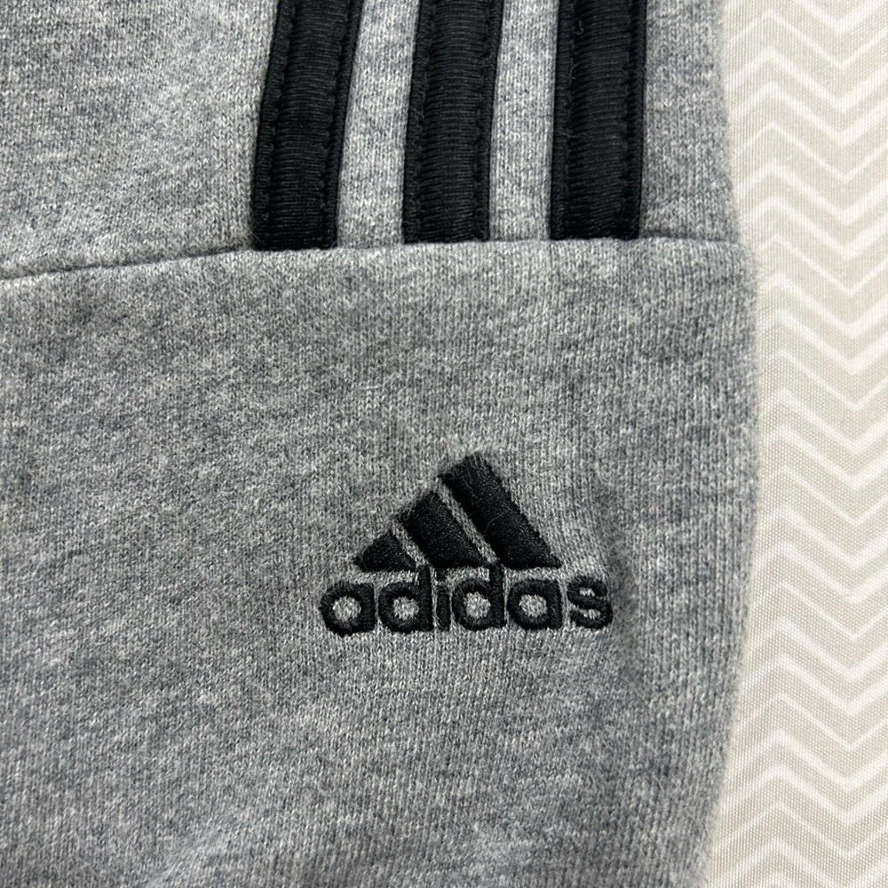 Adidas Kids Gray Sweatpants with Black Stripes - Picture 2 of 6